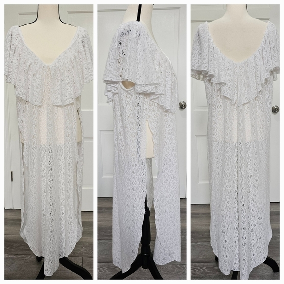Free People Waterfall Maxi Lace Top Dress Swim Coverup White Size M - Picture 4 of 16